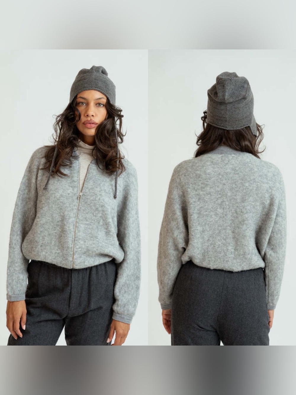 Bellerose Women’s Asedi Full Zip Cardigan Oversized Sweater Sz 0 Grey Alpaca